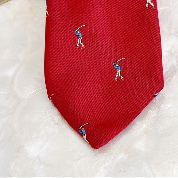 Vintage Red Men’s Golfer Polyester Tie Fathers Day - Picture 4 of 9
